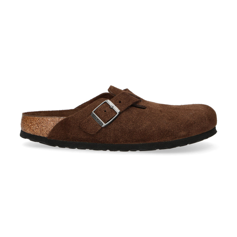 Birkenstock ciabatta Boston in pelle scamosciata testa di moro