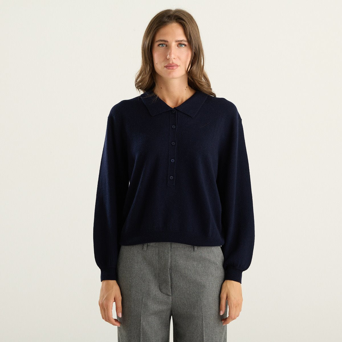 Souvenir Clubbing maglia polo donna blu navy in lana