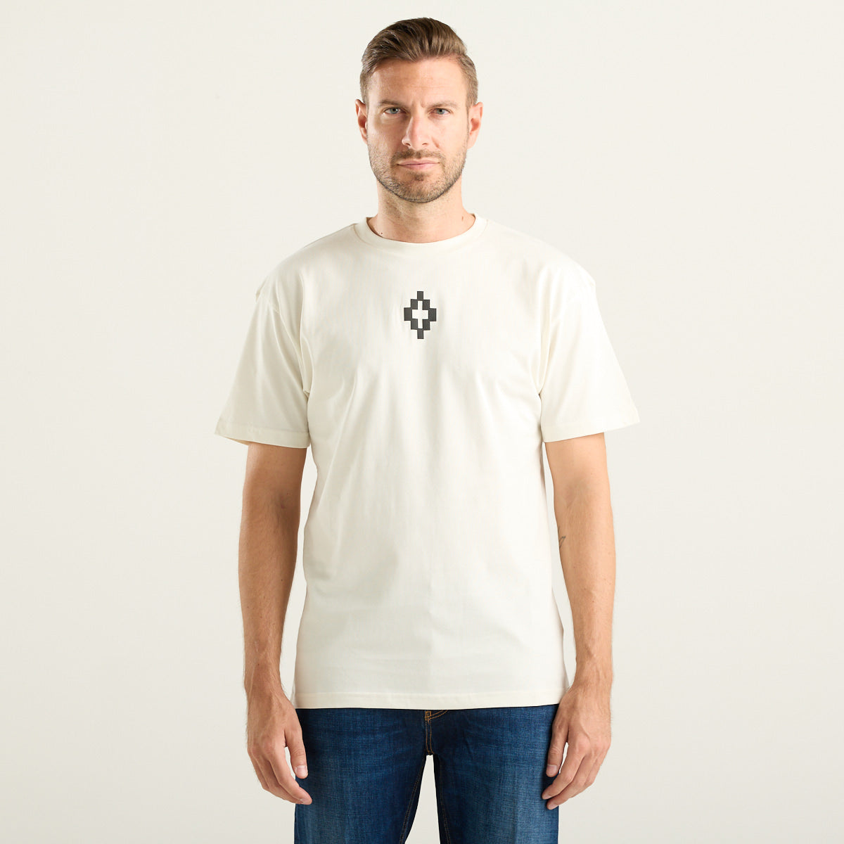 Marcelo Burlon Cross T-Shirt Uomo Bianca con Maxi Logo