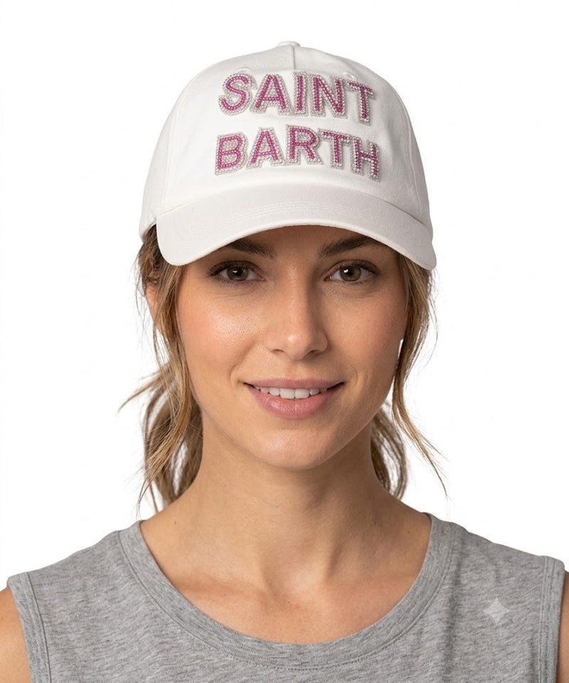 Mc2 Saint Barth cappello con frontino logo beads bianco
