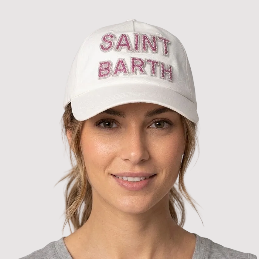 Mc2 Saint Barth cappello con frontino logo beads bianco