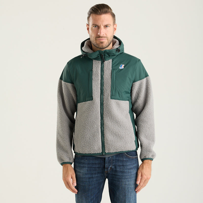 K-Way giubbotto samson in sherpa con cappuccio verde