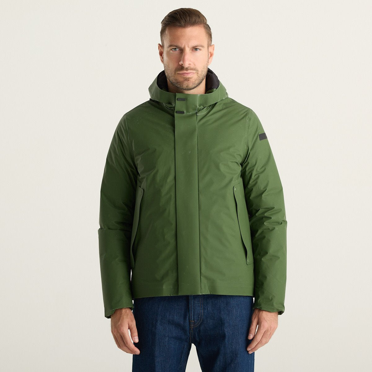 RRD Writer Floating Storm Giacca Uomo Verde con Cappuccio e Imbottitura in Piumino
