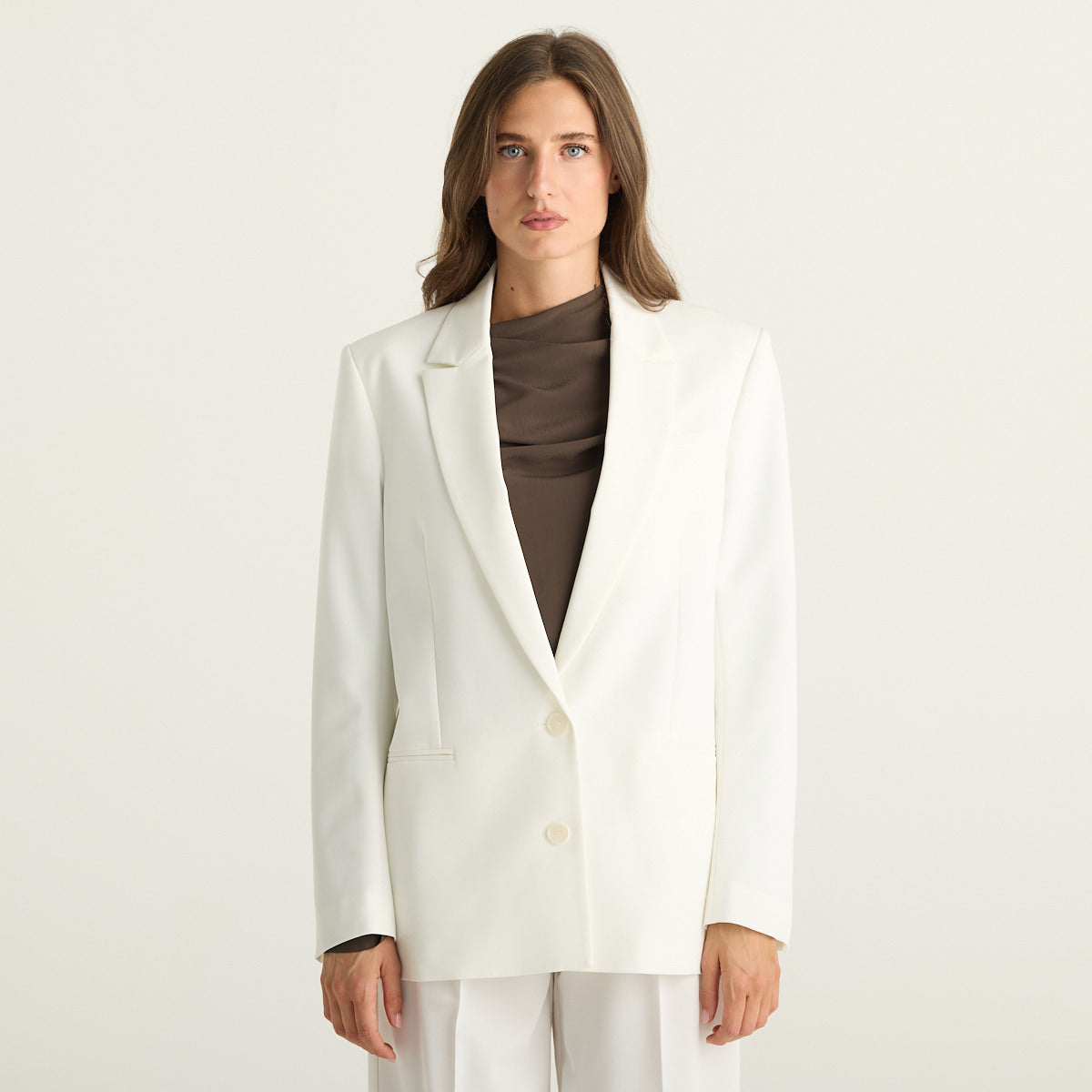 Patrizia Pepe blazer donna panna in gabardina elasticizzata