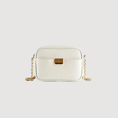 Patrizia pepe borsa a tracolla All Day piccola in pelle panna