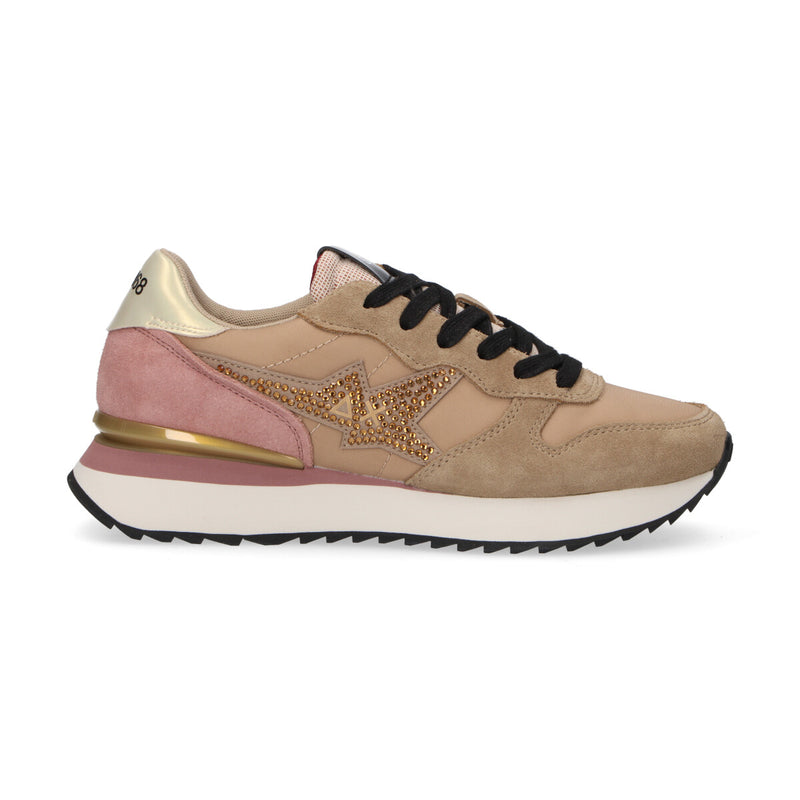 Sun68 sneaker Stargirl Strass in camoscio beige