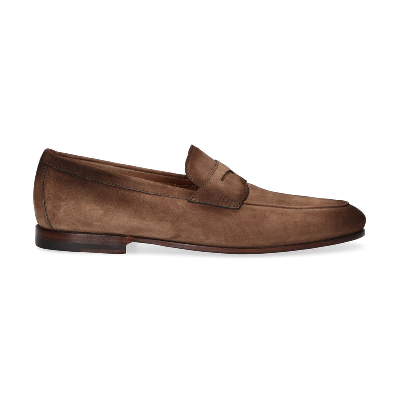 Santoni mocassino Carlos camoscio marrone