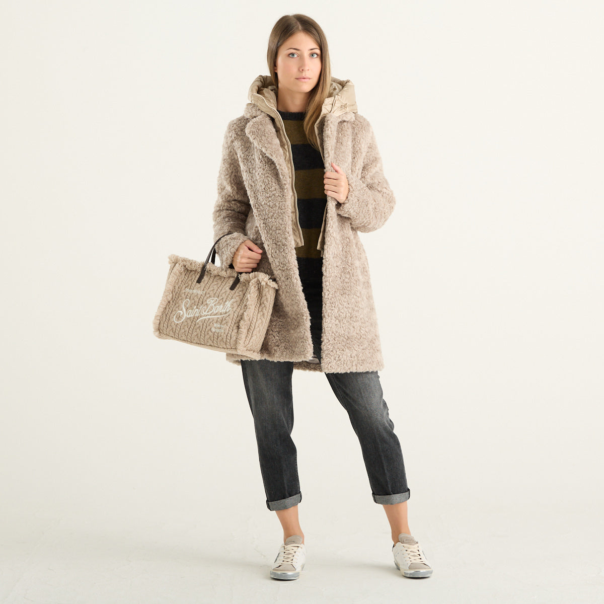 Bomboogie – Cappotto Odessa color perla con cappuccio