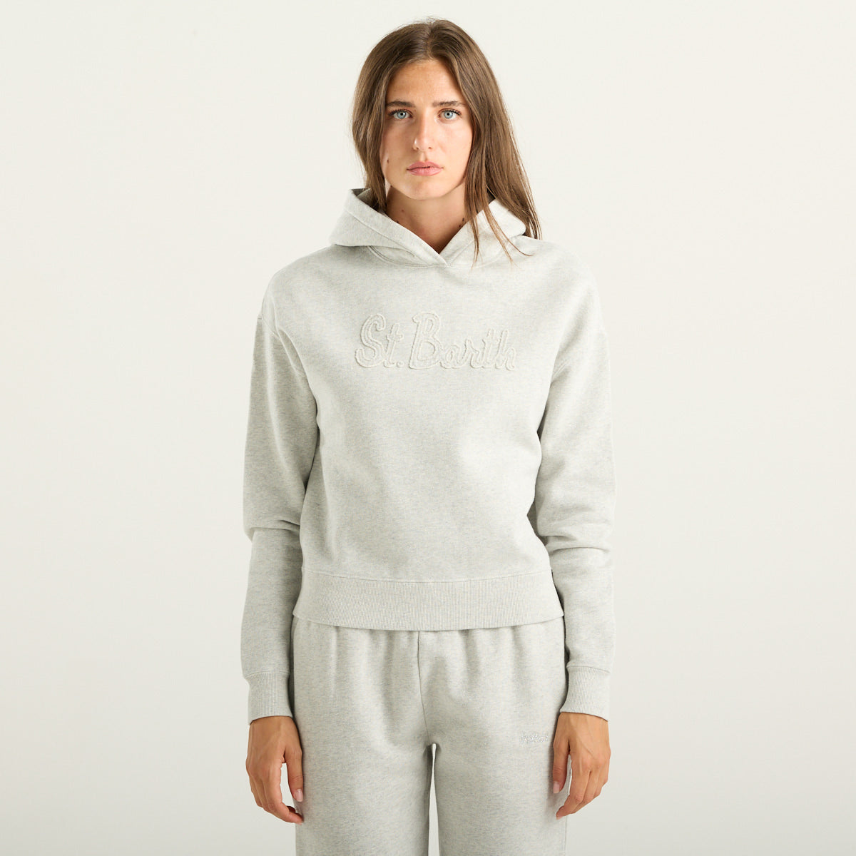 MC2 Saint Barth Mindy Felpa Donna Grigio Mélange con Cappuccio