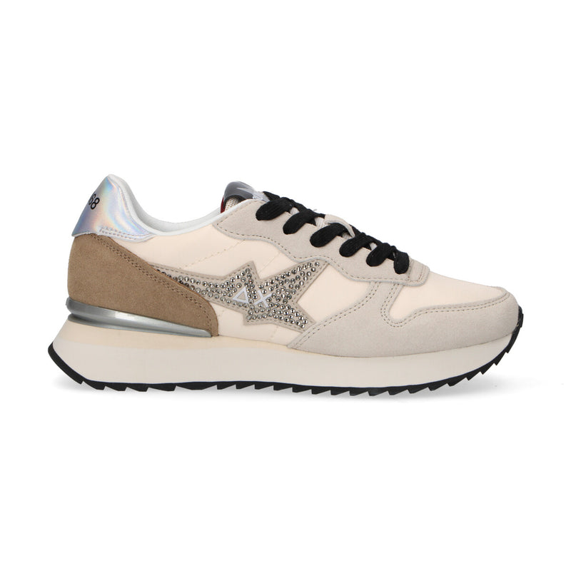 Sun68 sneaker Stargirl Strass in camoscio panna
