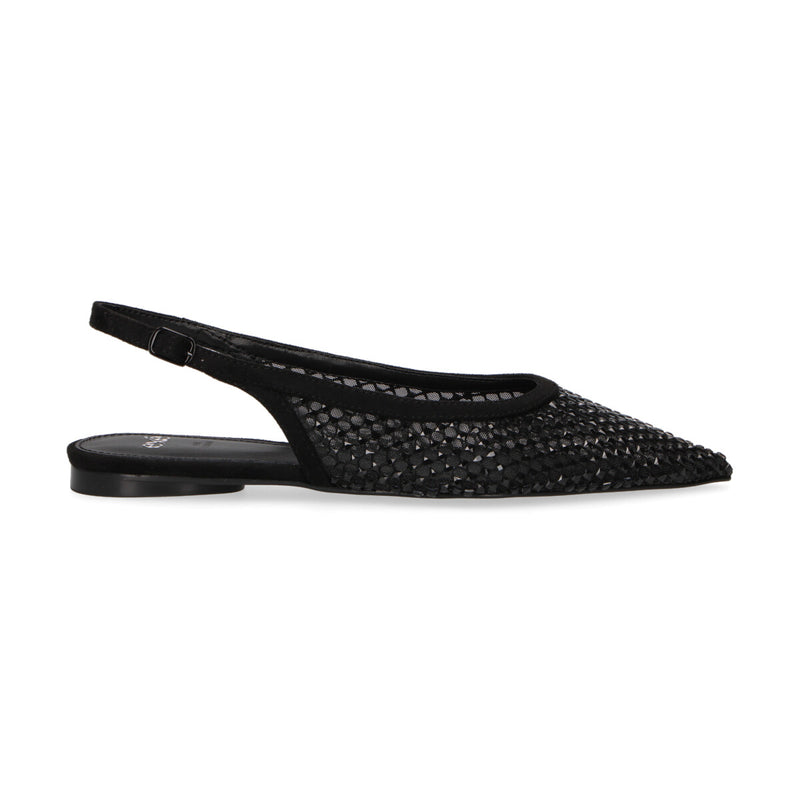 Exè chanel Miami in nylon con strass nero