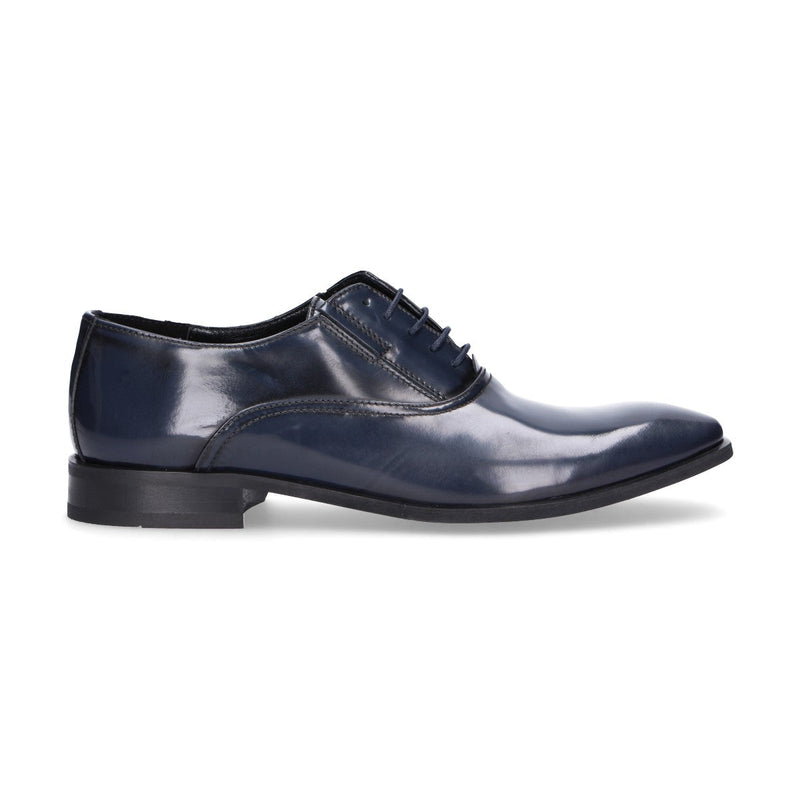 Jackal stringata elegante in pelle lucida blu
