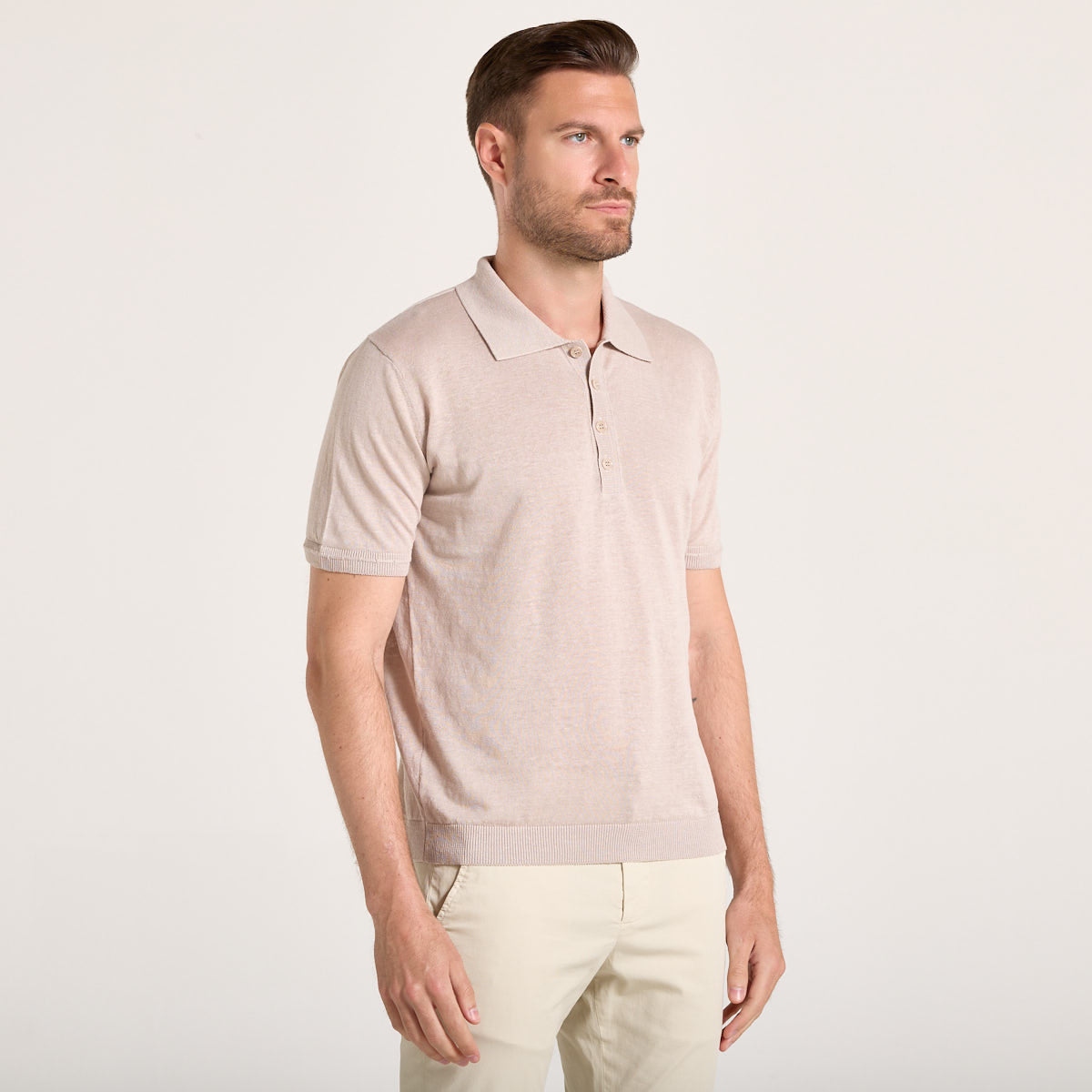 Wool & Co polo in maglia beige