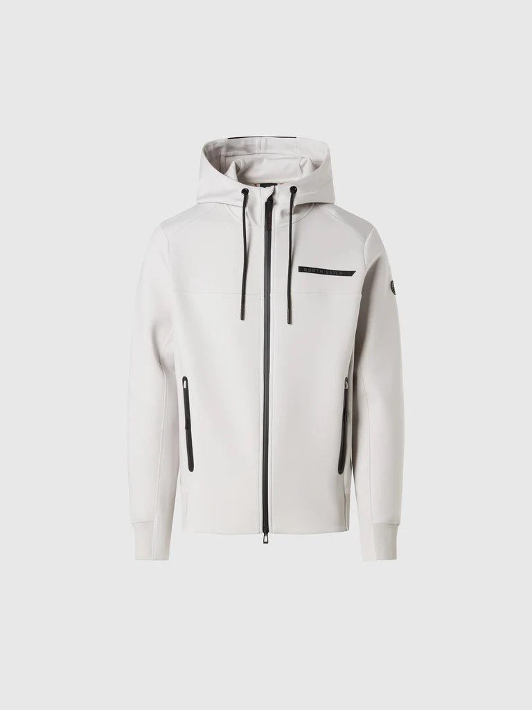 North Sails felpa con cappuccio e zip integrale in scuba vapor grey