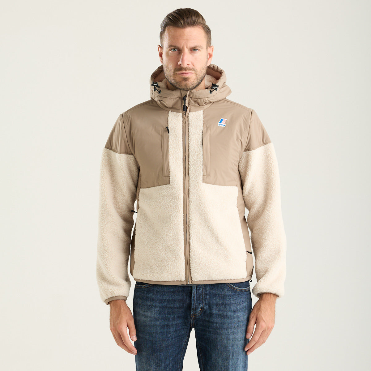 K-Way giubbotto samson in sherpa con cappuccio beige