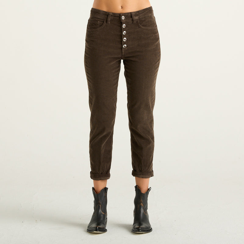 Dondup Koons Pantalone Donna in Velluto Marrone