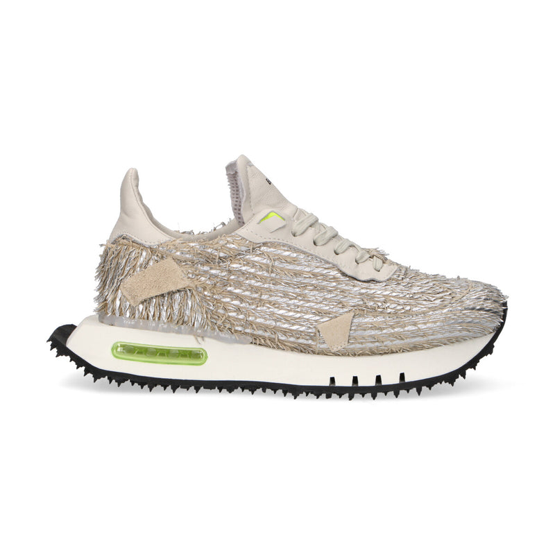 BePositive sneaker Race in pelle argento