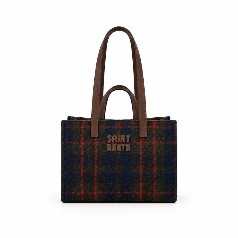 Mc2 Saint Barth borsa Jour Midi Suede Tartan
