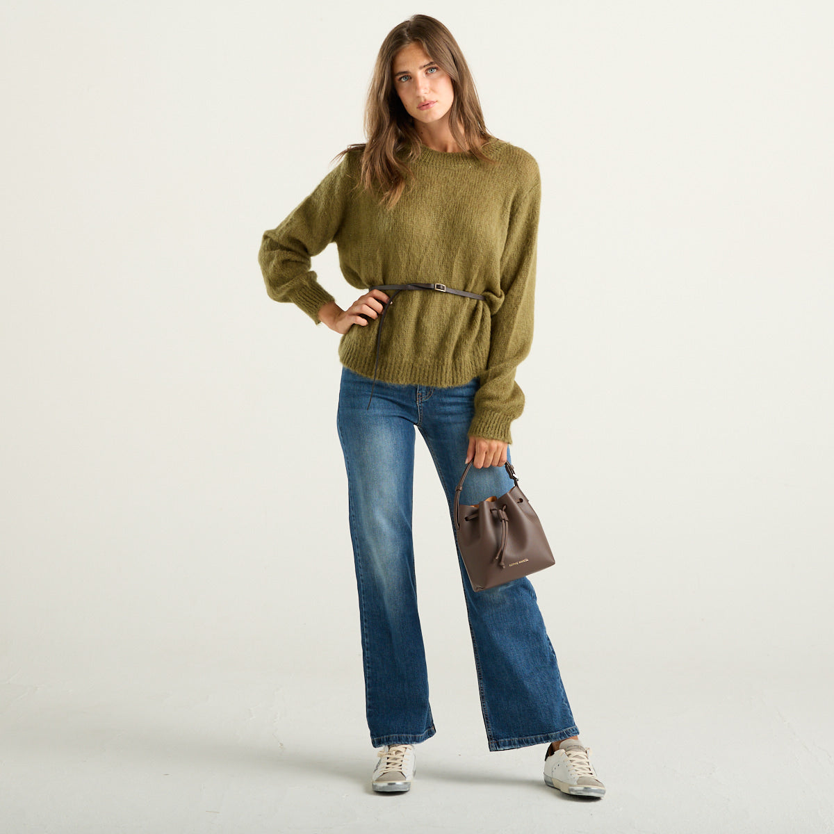 Souvenir Maglione Donna Verde Olio Girocollo
