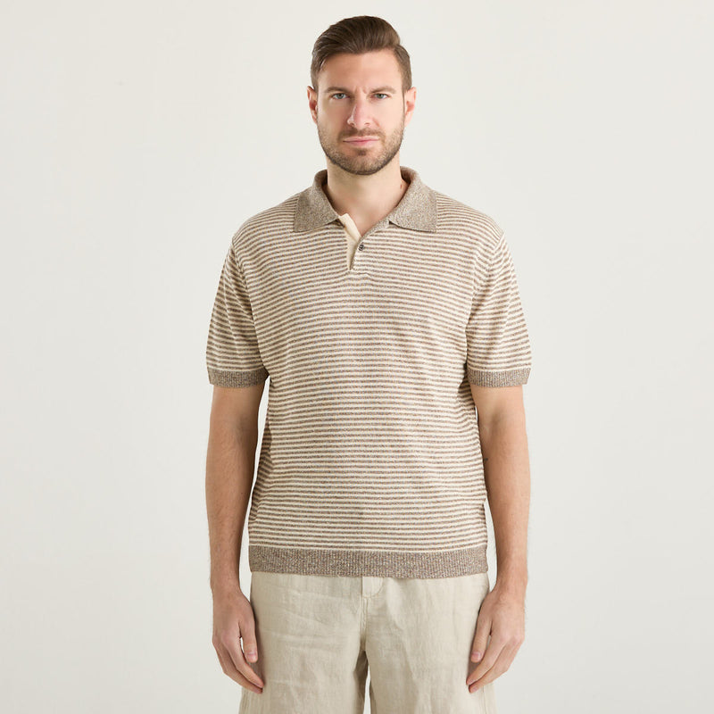 Wool & Co polo in tessuto a righe beige