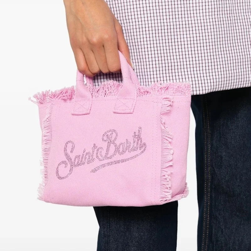 Mc2 Saint Barth borsa vanity mini strass canvas rosa
