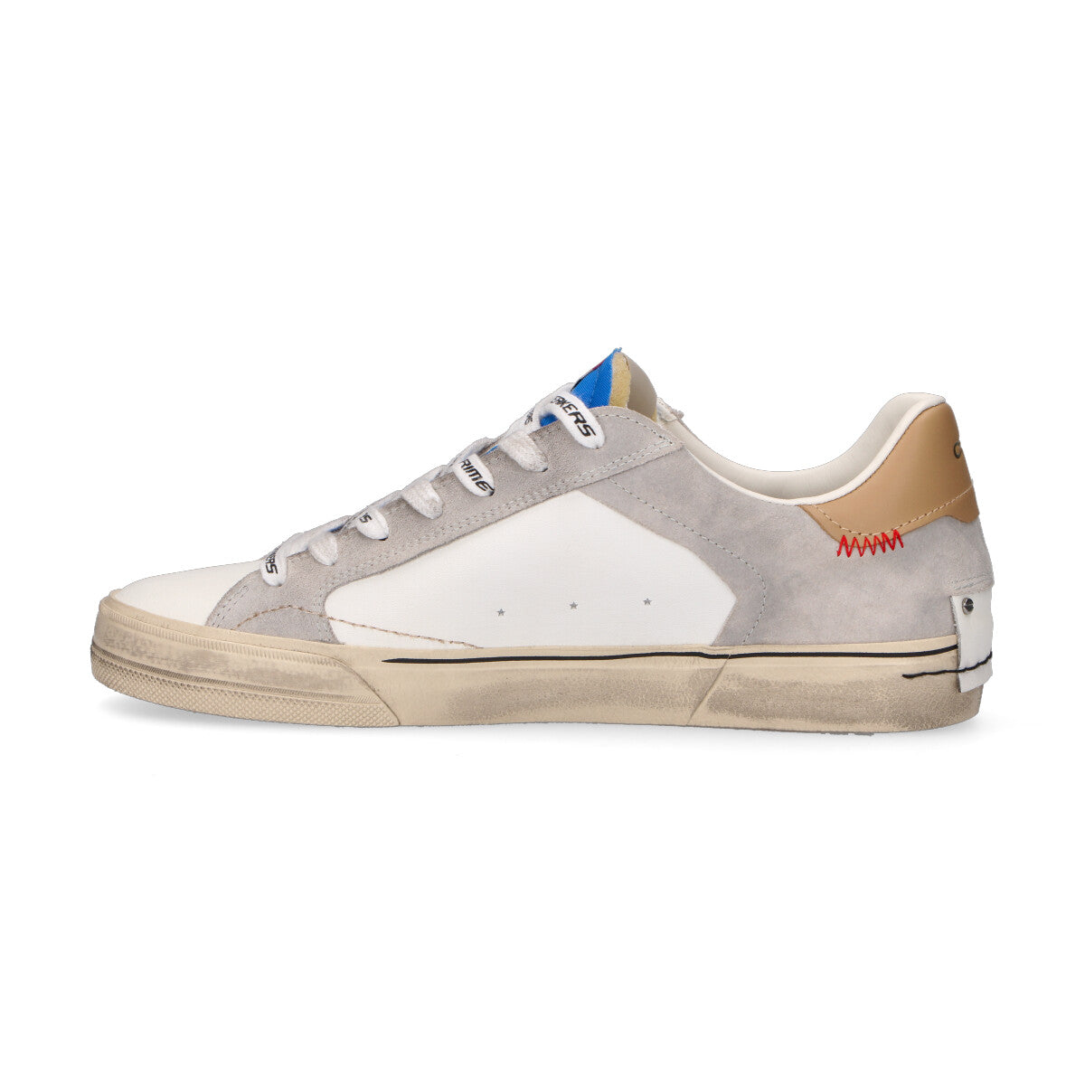 Crime London sneaker Distressed in pelle bianca grigia