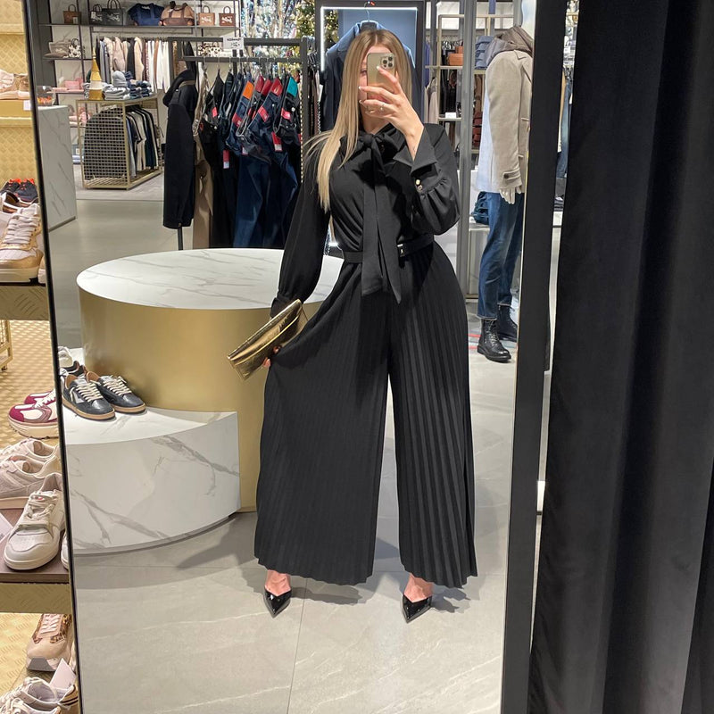 Souvenir tuta plissè in tessuto nera