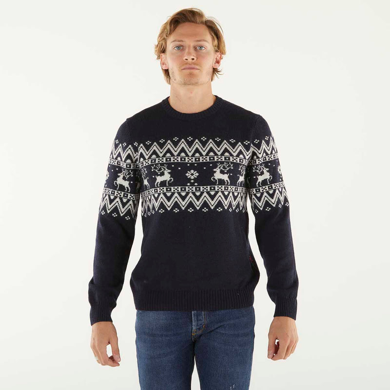 Gallo Pull girocollo blu royal e latte fantasia