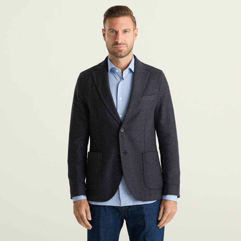 Circolo 1901 Giacca Uomo Blu Antracite in Jersey di Lana Vergine con Tasche Applicate