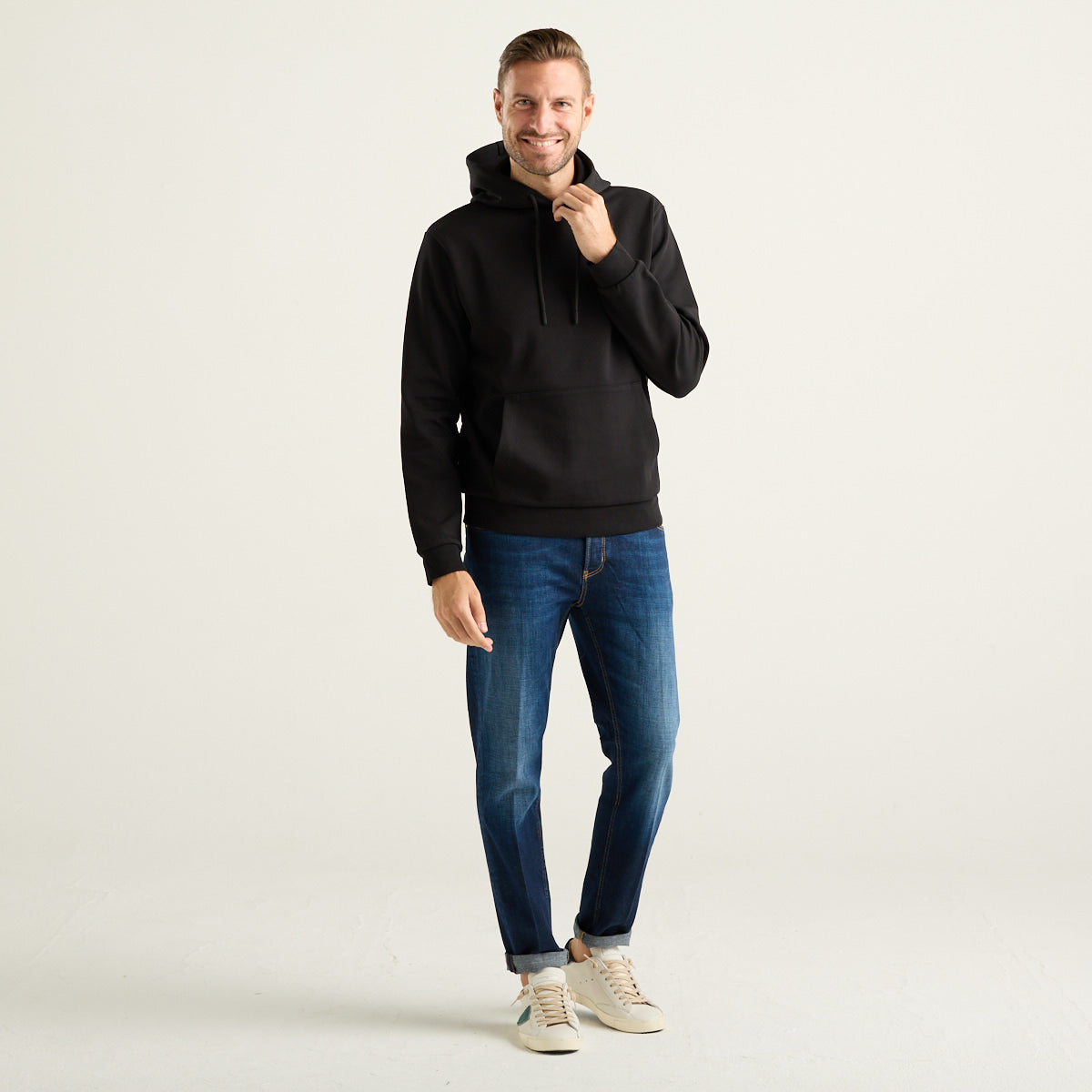 Woolrich felpa con cappuccio in misto cotone interlock nera