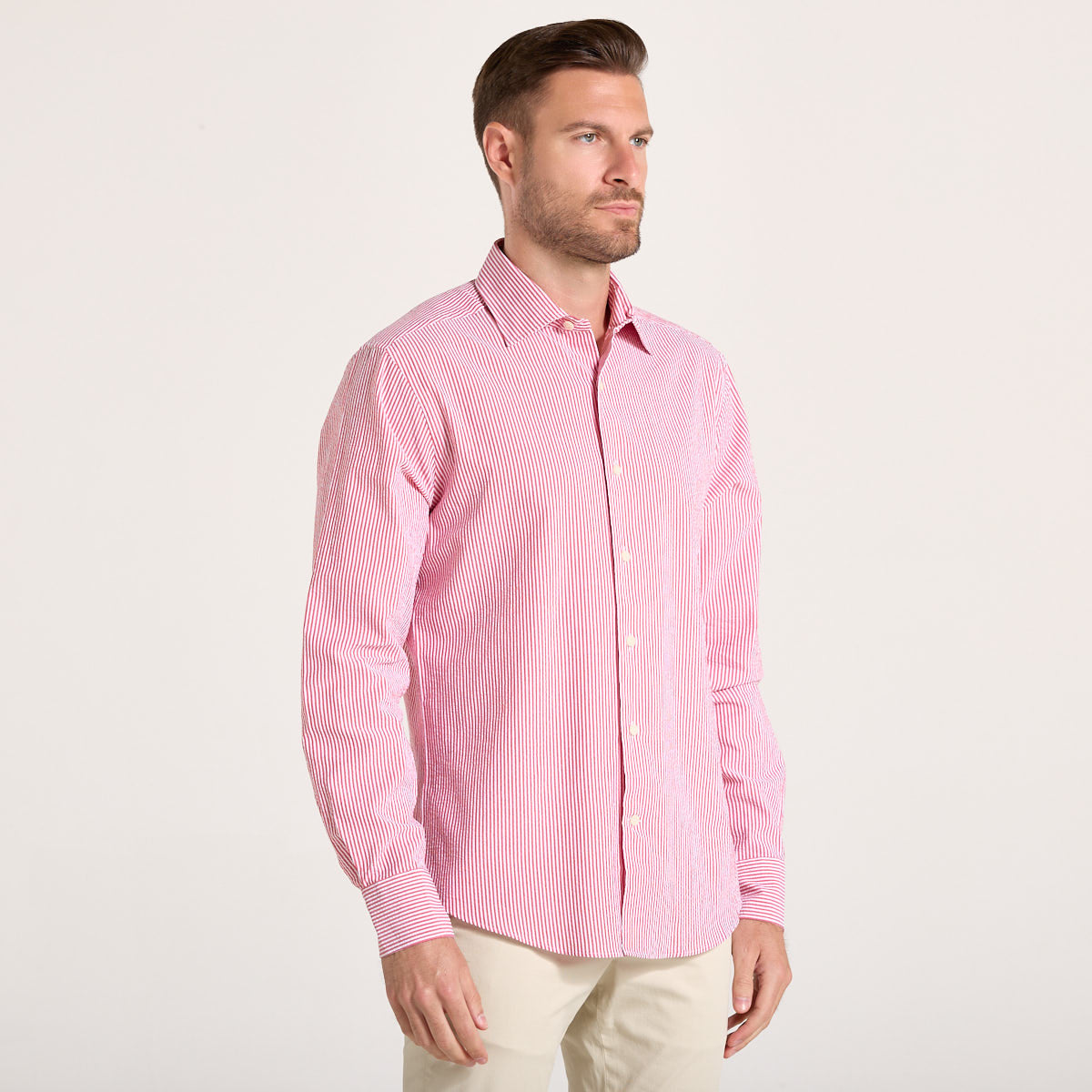 Mc2 Saint Barth camicia pamplona in seersucker stripes red