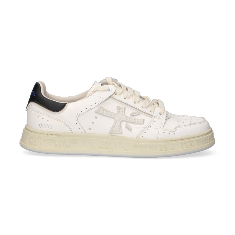 Premiata sneaker Quinn in pelle bianca e nera