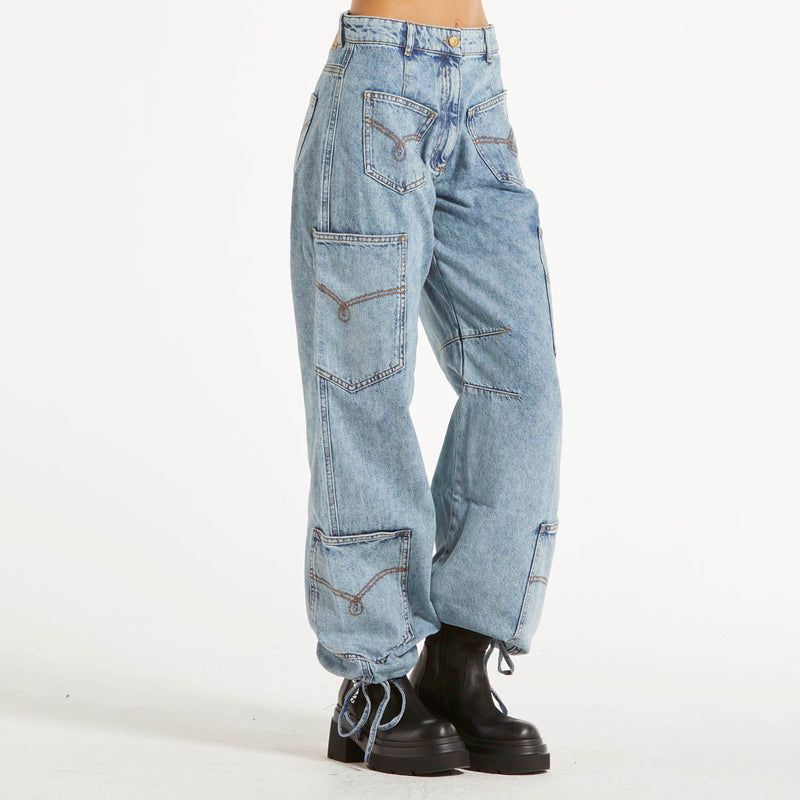 Moschino jeans denim cargo slavato