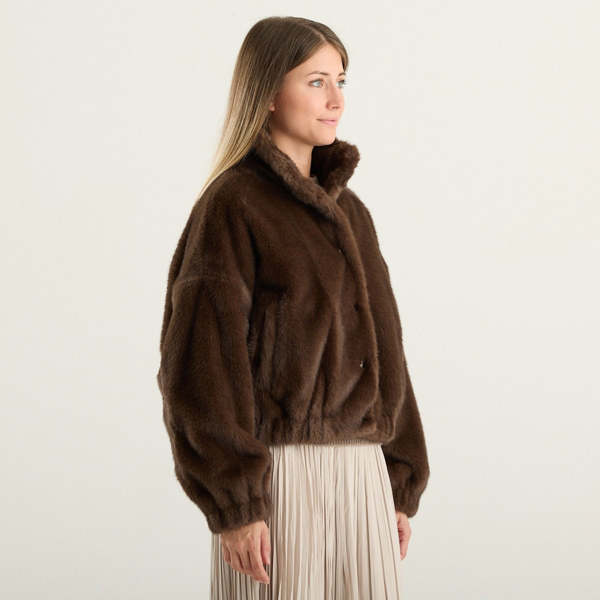 Weekend Max Mara giacca donna Anemone corta in pelliccia sintetica marrone