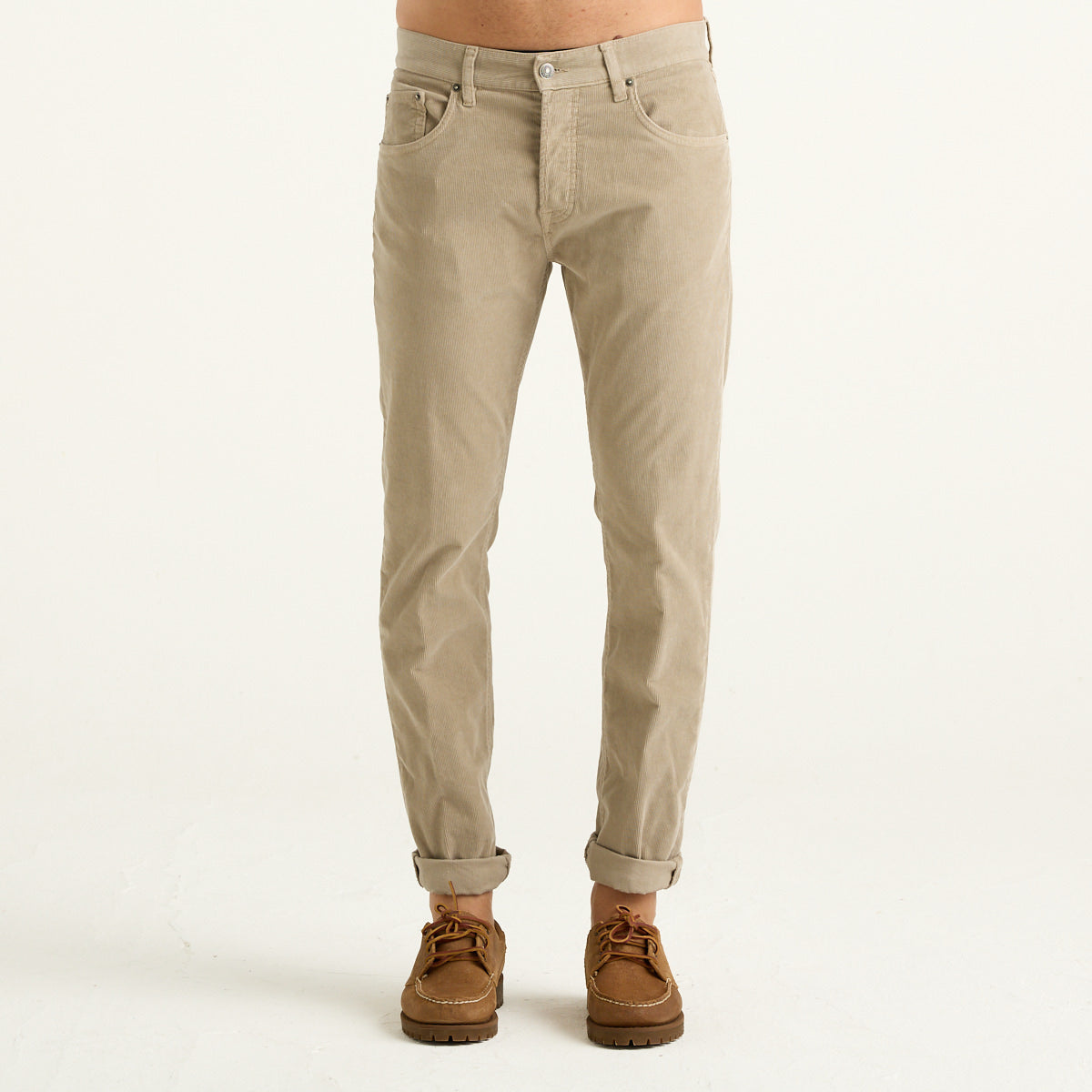 Dondup Pantalone Icon Regular Uomo in Velluto Beige