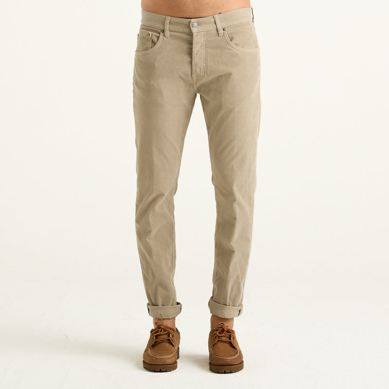 Dondup Pantalone Icon Regular Uomo in Velluto Beige