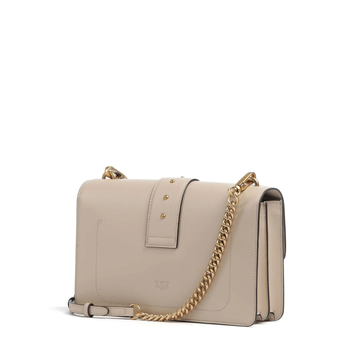 Pinko borsa a tracolla media Love Bag One in pelle beige con fibbia gioiello