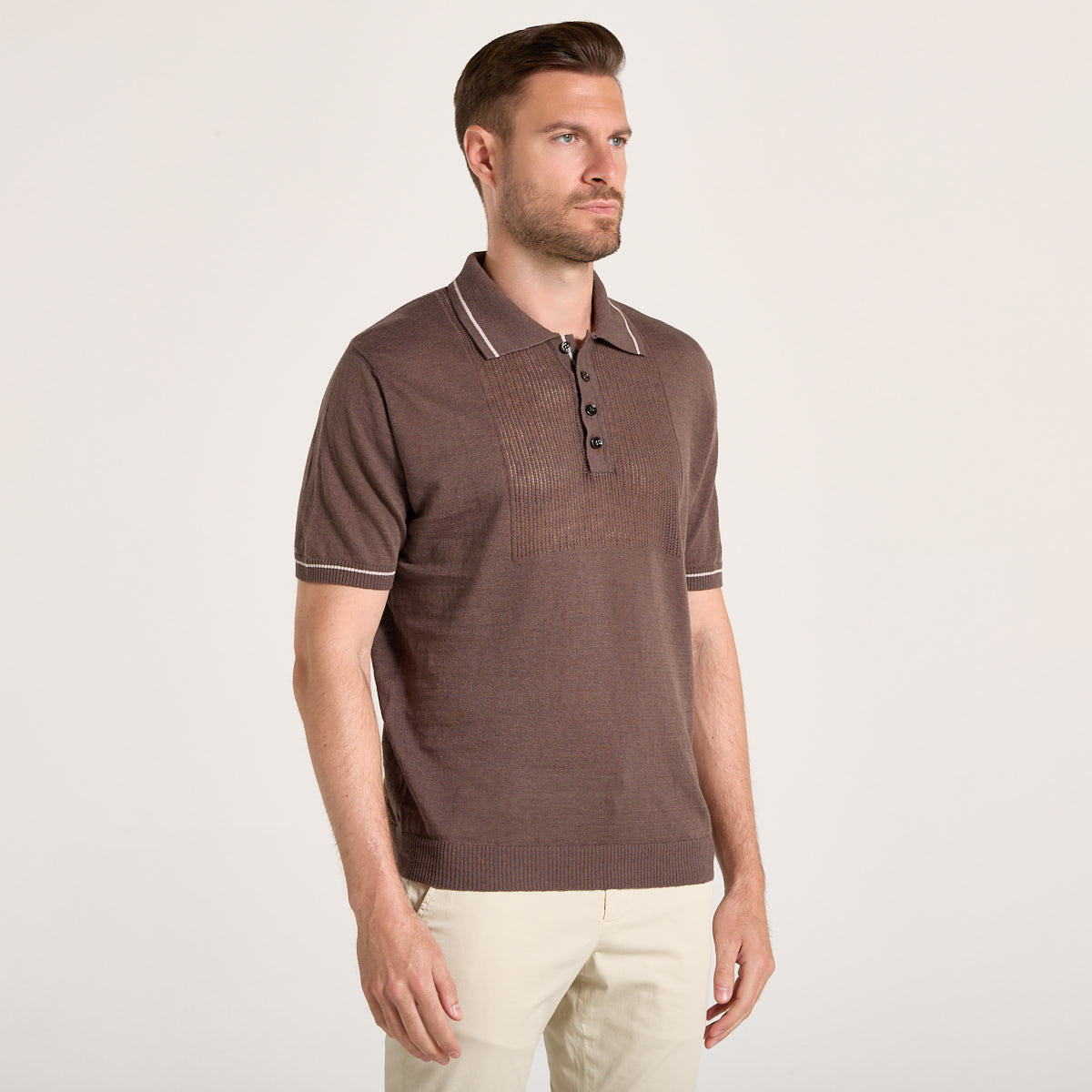 Wool & Co polo in maglia marrone