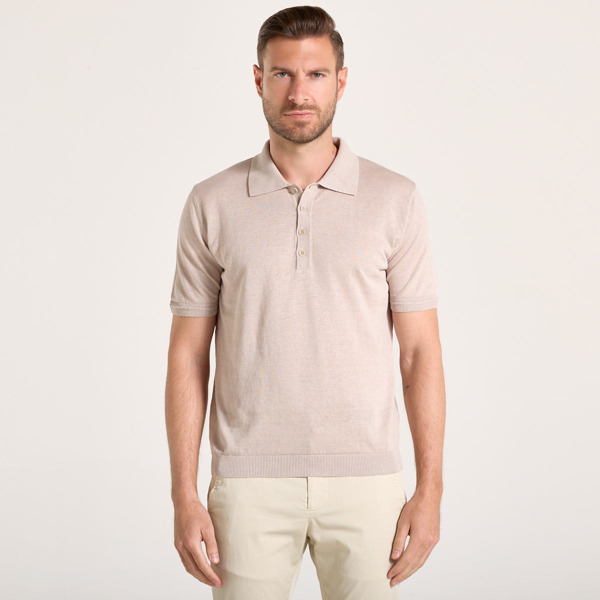 Wool & Co polo in maglia beige