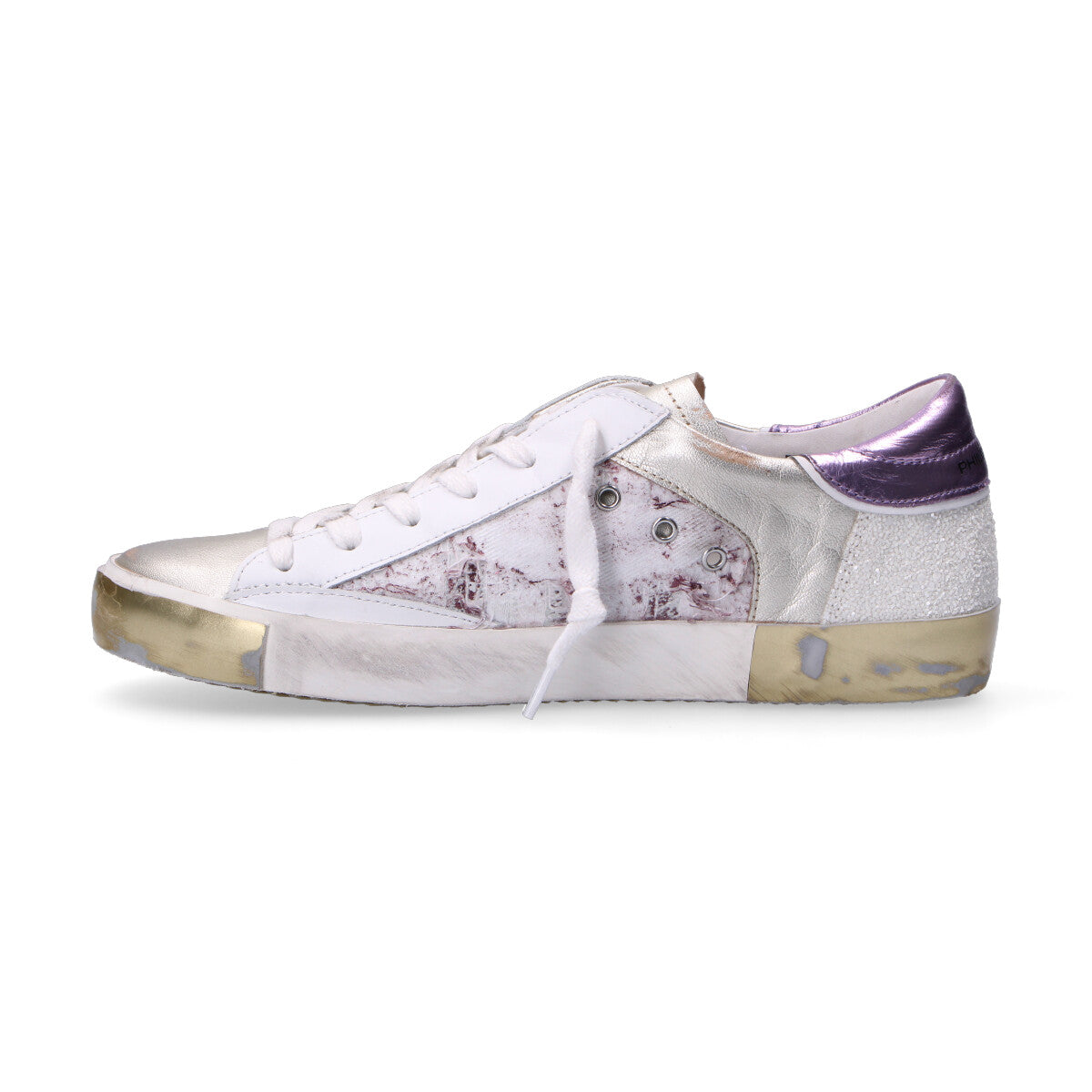 Philippe Model sneaker metal glitter jeans bianca