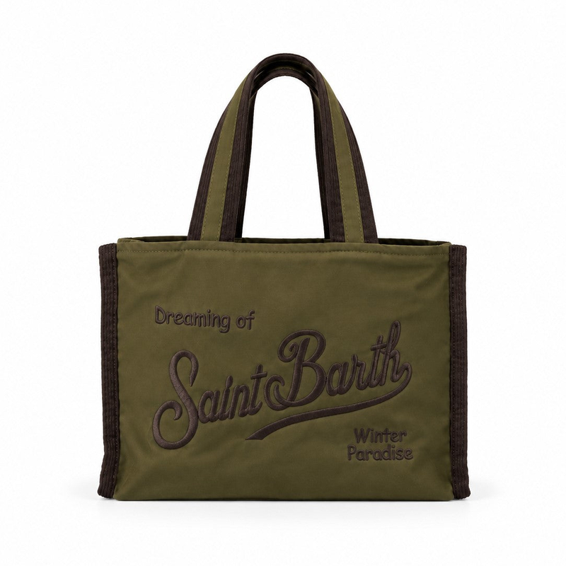 Mc2 Saint Barth borsa Colette wax verde con logo ricamato
