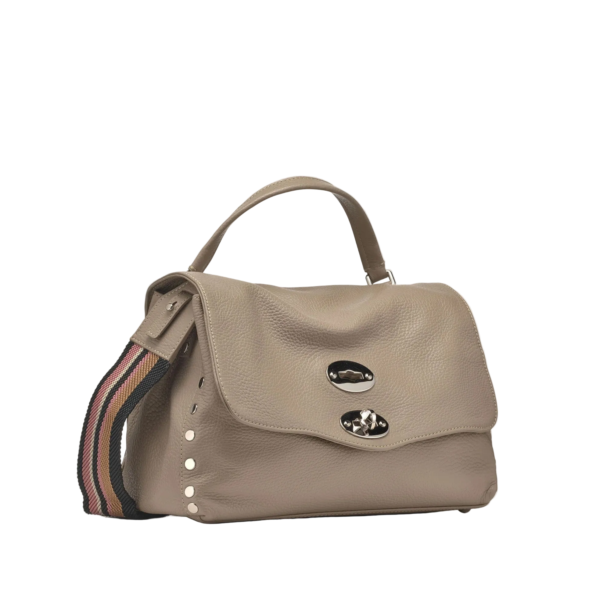 Zanellato borsa Postina Daily Giorno small in pelle martellata Grey Creta