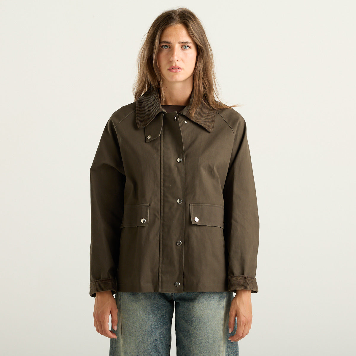 Haveone Giacca Field Donna Marrone con Collo in Velluto