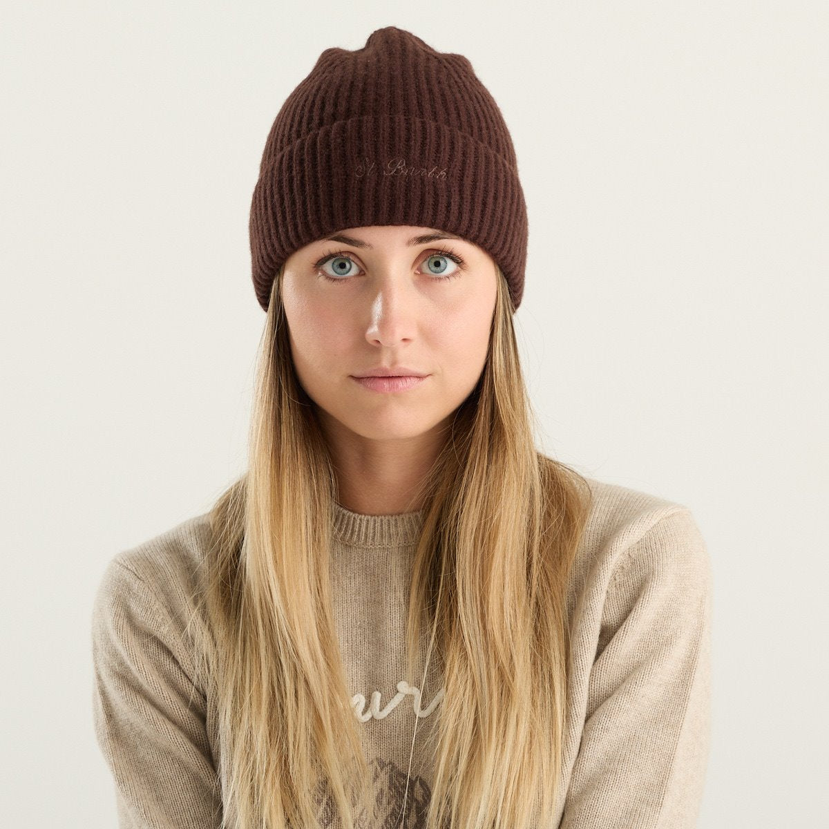 MC2 Saint Barth Cappello Moss Wool Donna Marrone in 100% Lana a Coste
