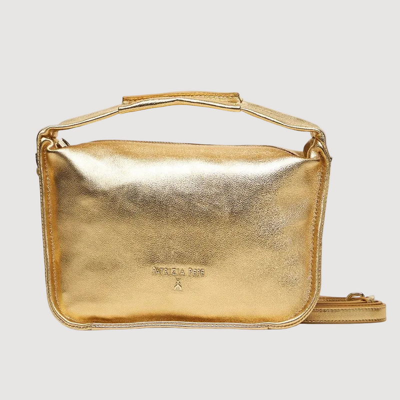 Patrizia Pepe borsa a spalla Contemporary Hobo piccola in pelle dorata