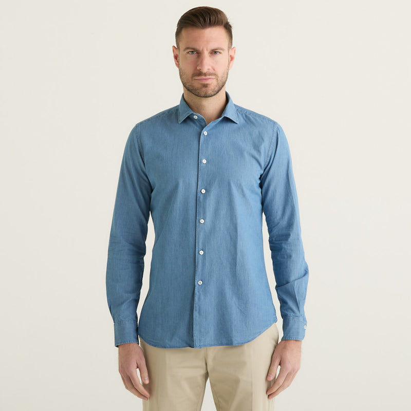 Xacus camicia in tessuto azzurra