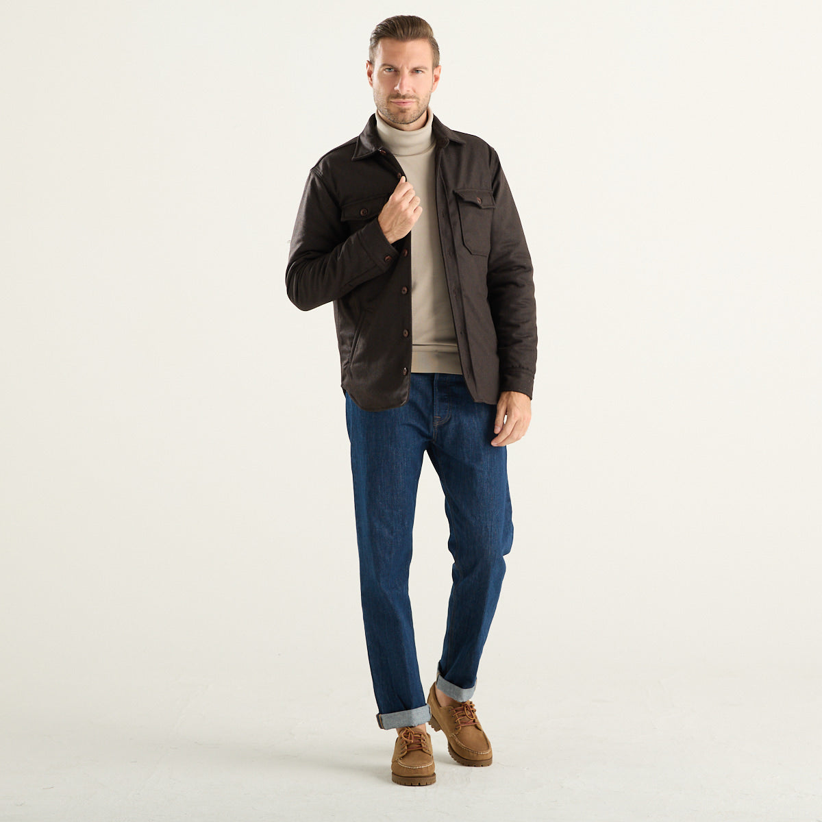 Bl’ker giacca-camicia uomo marrone imbottita W5003-B