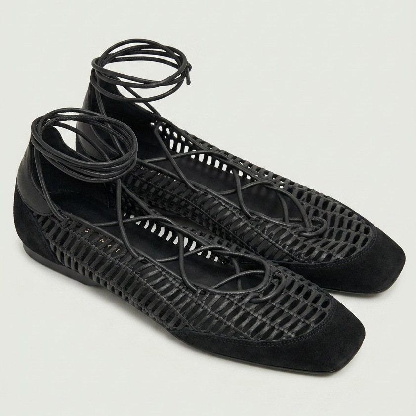 Patrizia Pepe ballerina in rafia nera