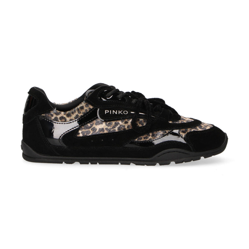 Pinko sneaker in cavallino maculato e pelle verniciata