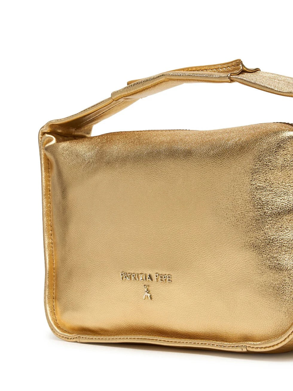 Patrizia Pepe borsa a spalla Contemporary Hobo piccola in pelle dorata